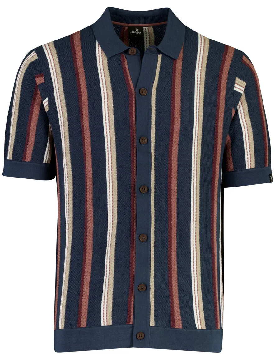Poloshirt Vanguard gestreept donkerblauw wijde fit