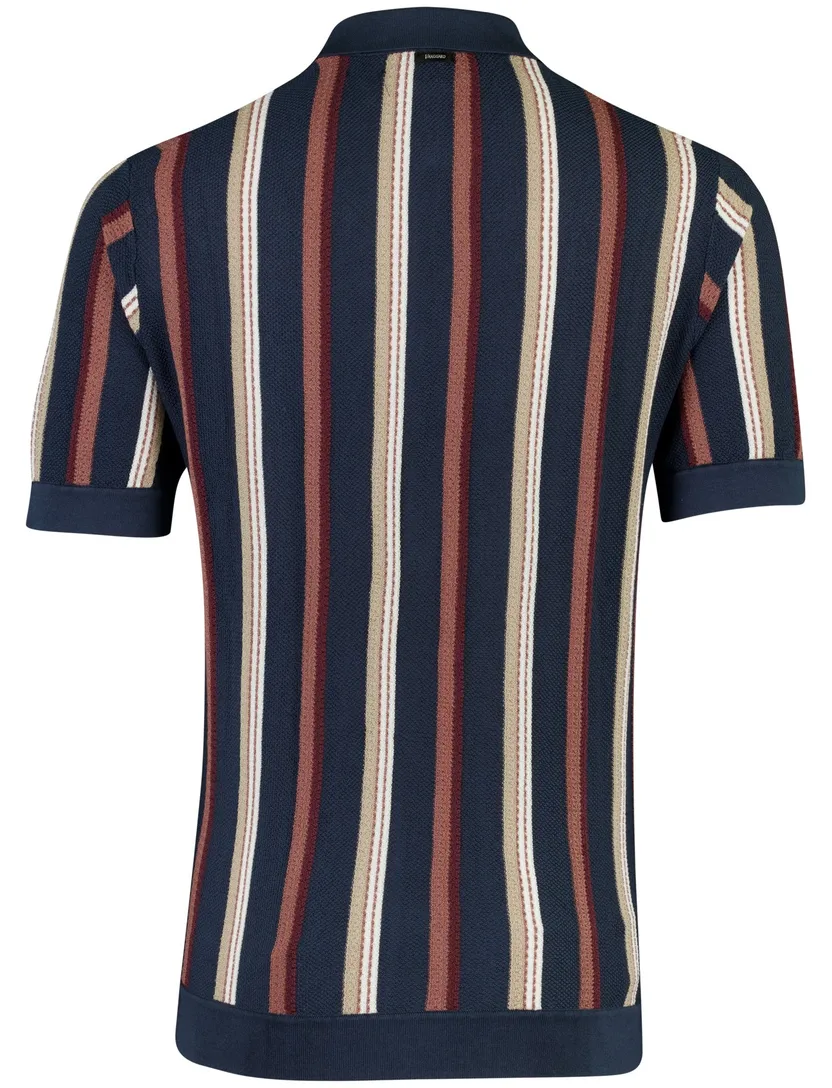 Poloshirt Vanguard gestreept donkerblauw wijde fit