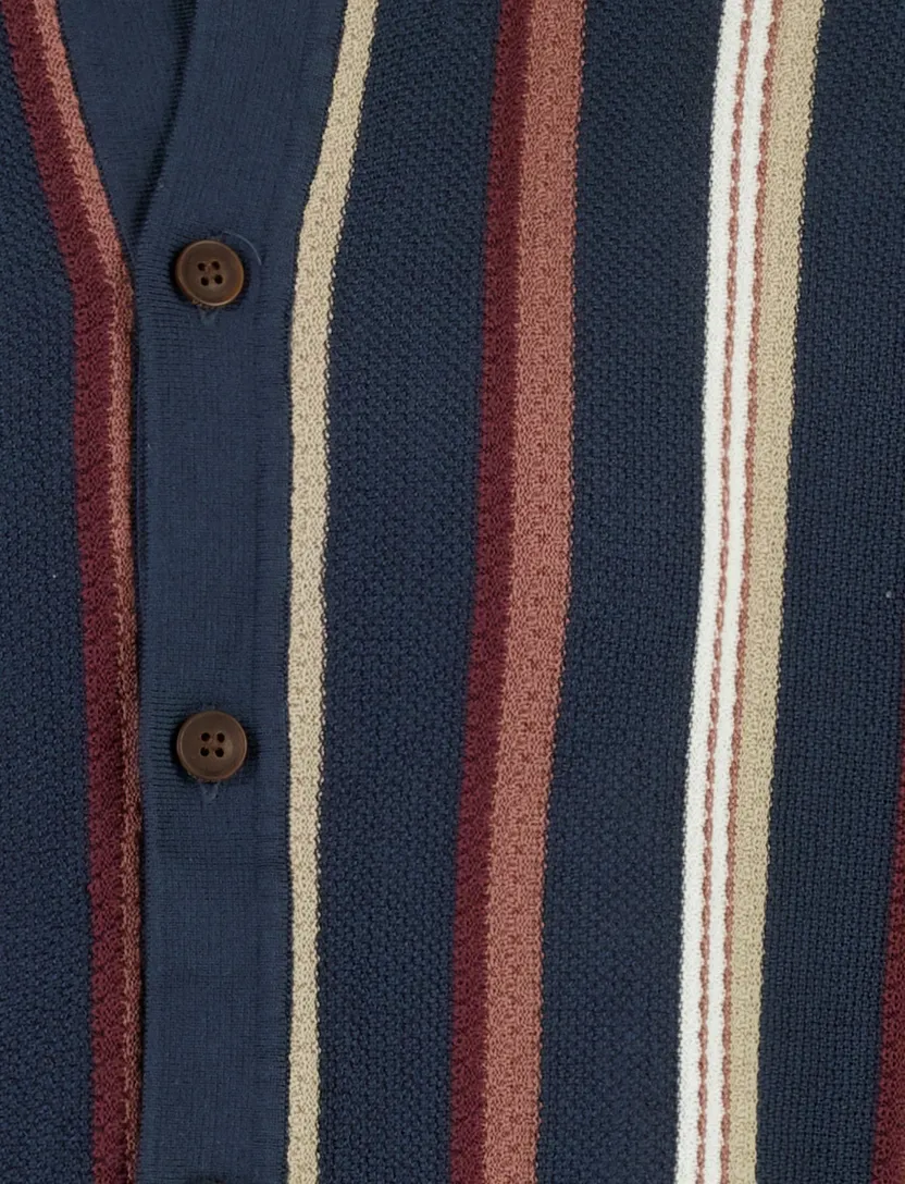 Poloshirt Vanguard gestreept donkerblauw wijde fit