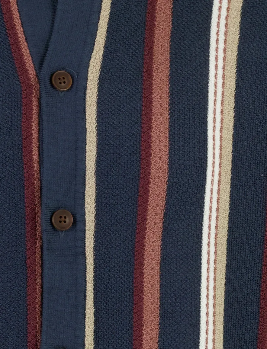 Poloshirt Vanguard gestreept donkerblauw wijde fit