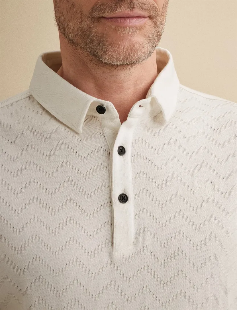 Polo wit structuur Vanguard regular fit 3 knopen