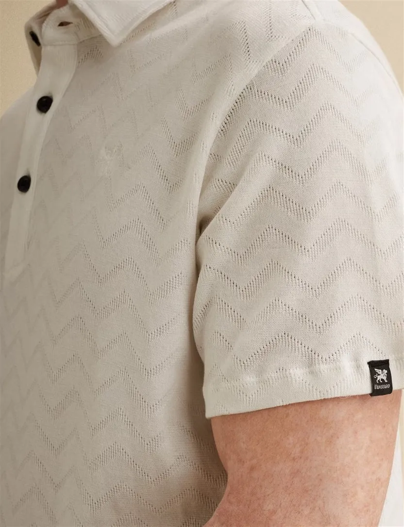 Polo wit structuur Vanguard regular fit 3 knopen
