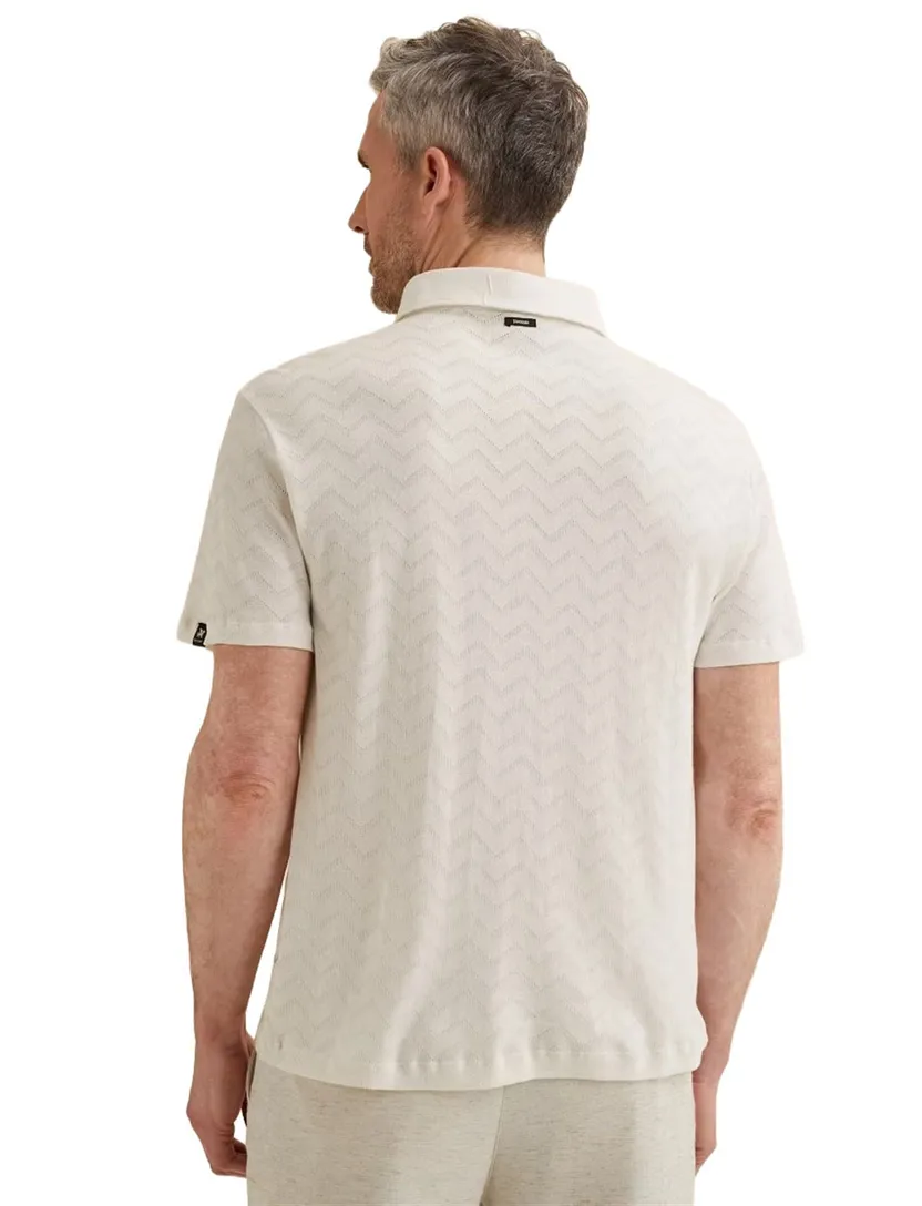 Polo wit structuur Vanguard regular fit 3 knopen