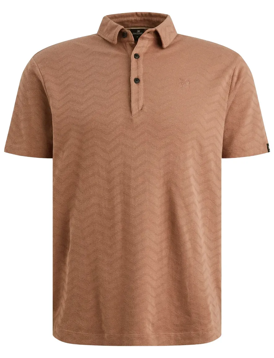 Regular fit polo bruin Vanguard 3-knoops textuur