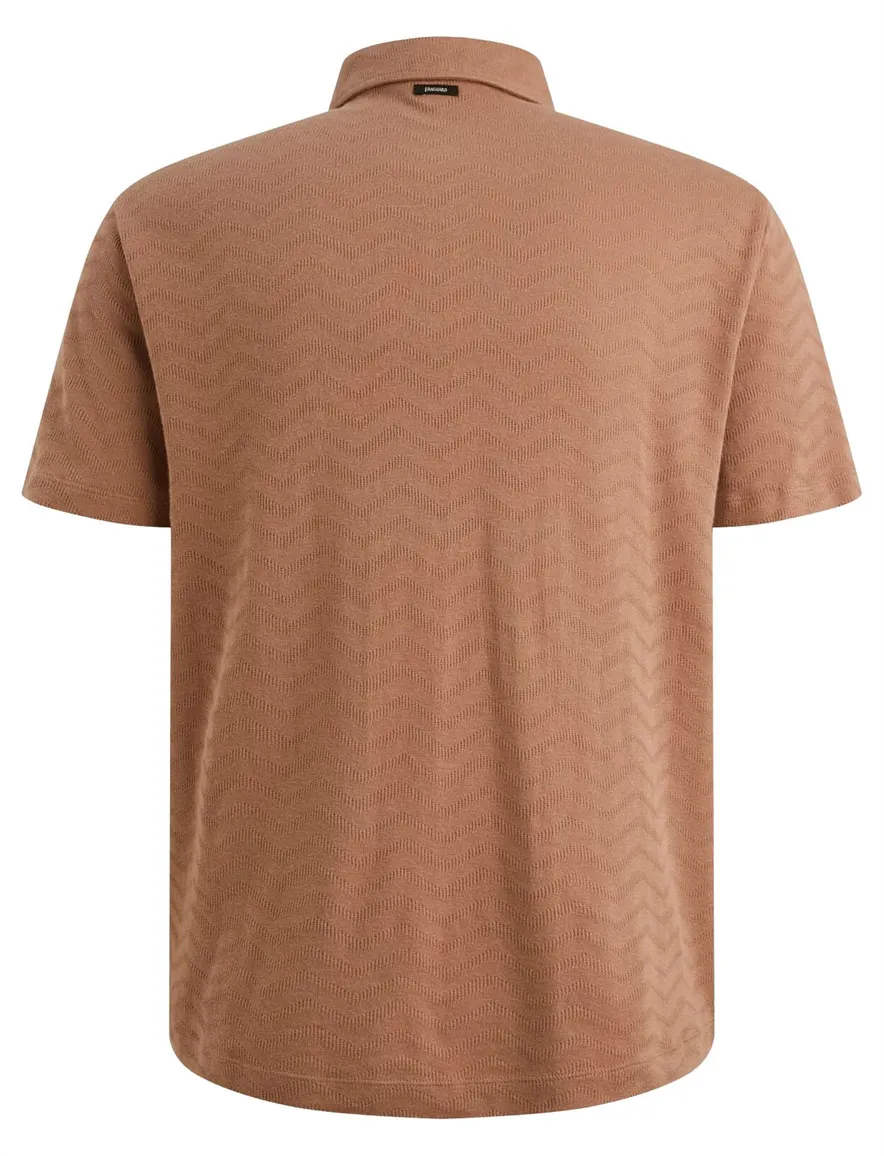 Regular fit polo bruin Vanguard 3-knoops textuur