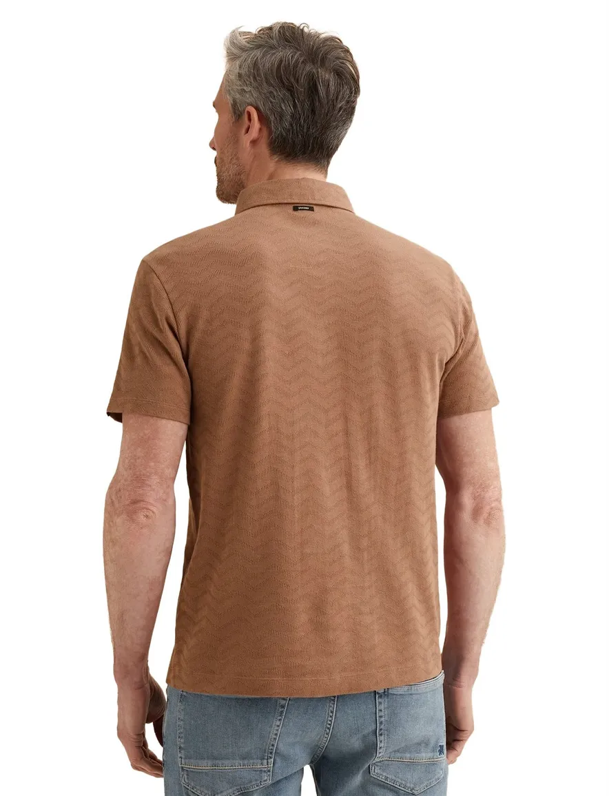 Regular fit polo bruin Vanguard 3-knoops textuur
