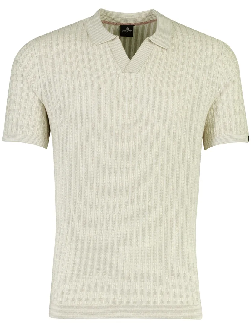 Vanguard poloshirt v-hals beige print katoen