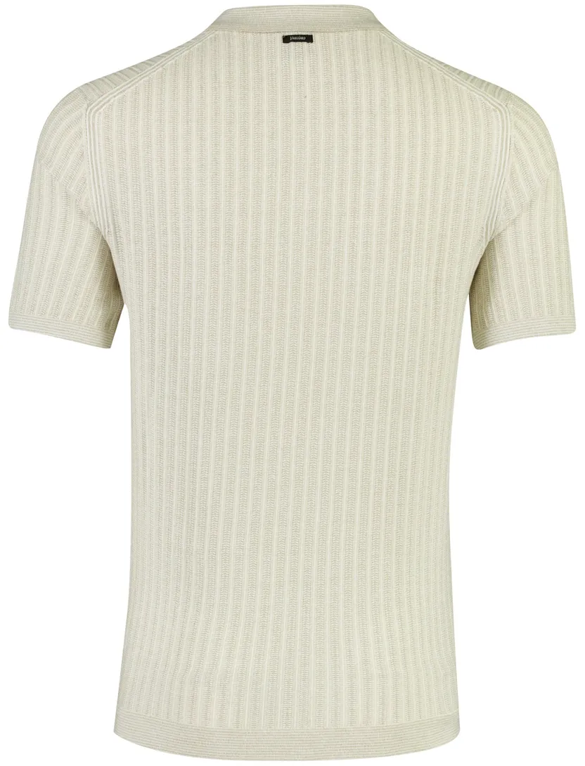 Vanguard poloshirt v-hals beige print katoen