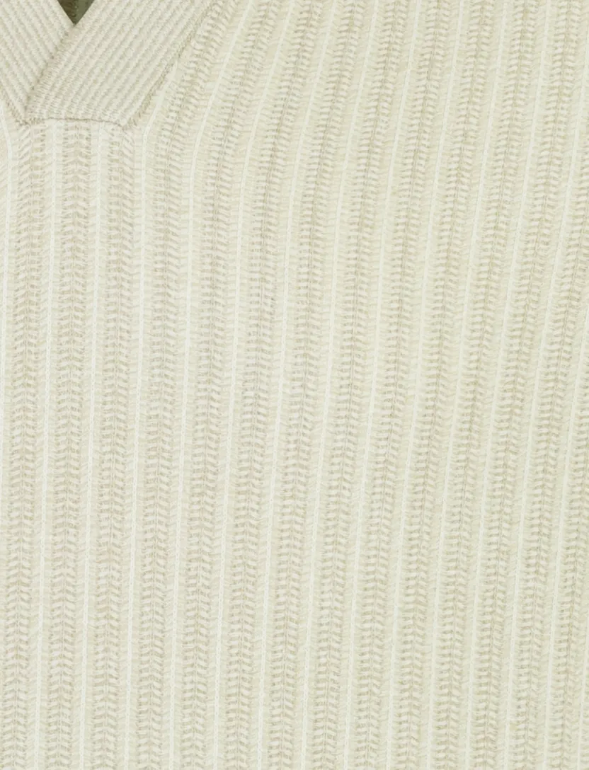 Vanguard poloshirt v-hals beige print katoen