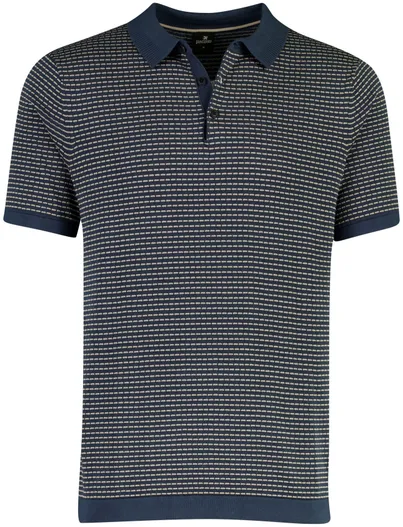 Vanguard Poloshirt Vanguard donkerblauw geprint 50% katoen wijde fit