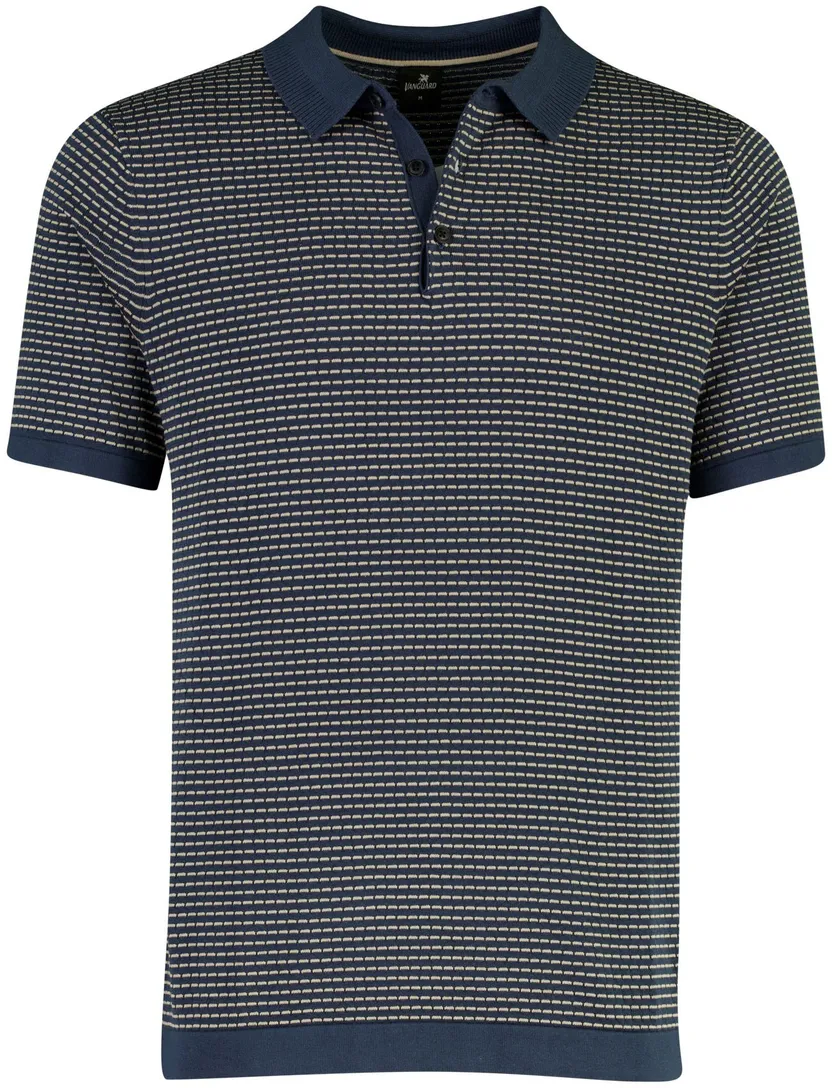 Poloshirt Vanguard donkerblauw geprint 50% katoen wijde fit