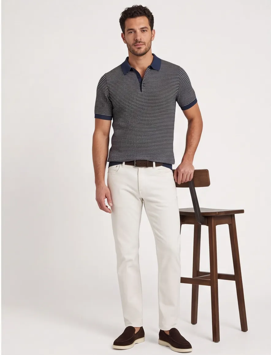 Poloshirt Vanguard donkerblauw geprint wijde fit