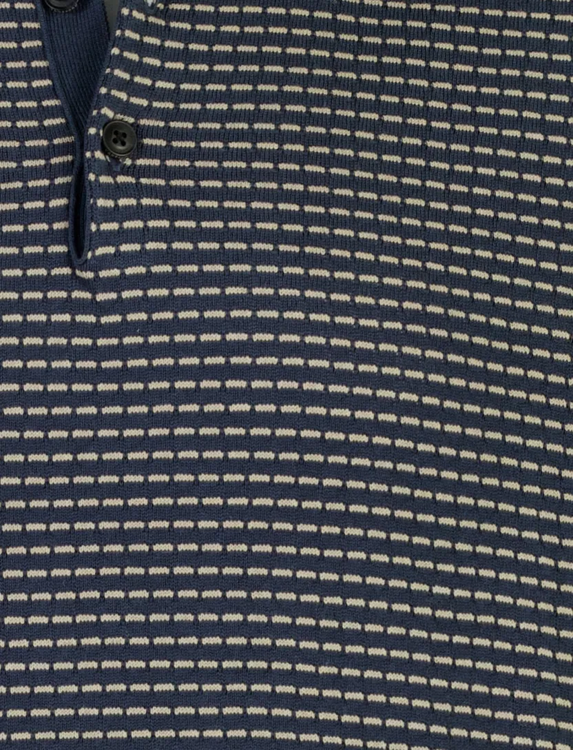 Poloshirt Vanguard donkerblauw geprint 50% katoen wijde fit
