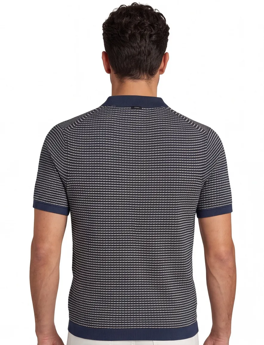 Poloshirt Vanguard donkerblauw geprint wijde fit