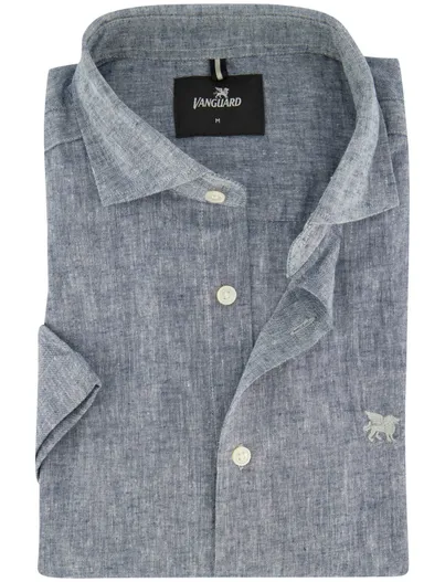Vanguard Overhemd Vanguard donkerblauw gemêleerd linnen