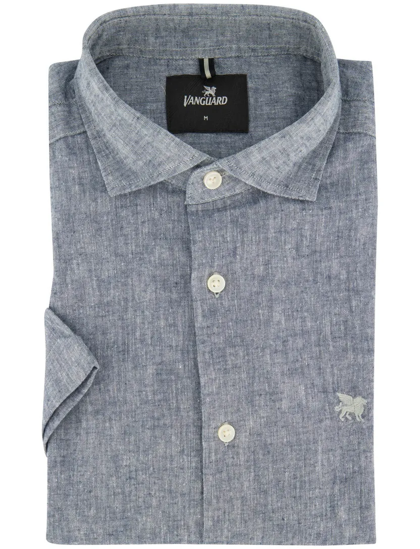Vanguard overhemd donkerblauw gemêleerd normale fit