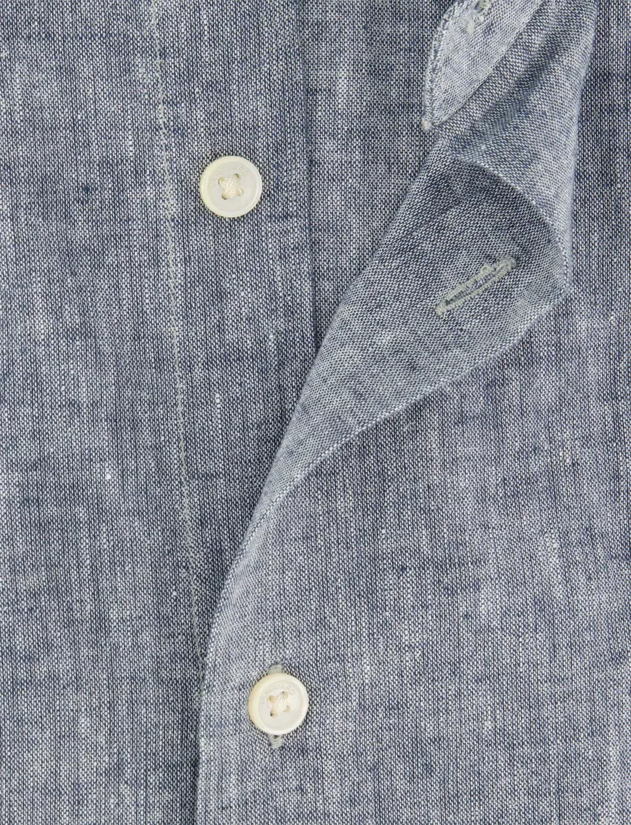 Overhemd Vanguard donkerblauw gemêleerd linnen