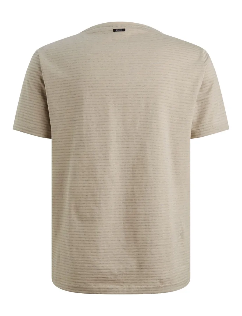 T-shirt Vanguard beige normale fit strepen ronde hals