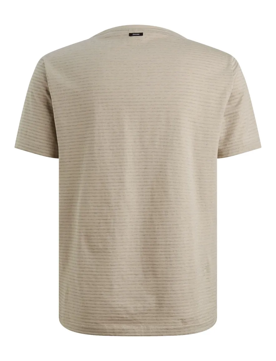 Vanguard t-shirt beige normale fit gestreept