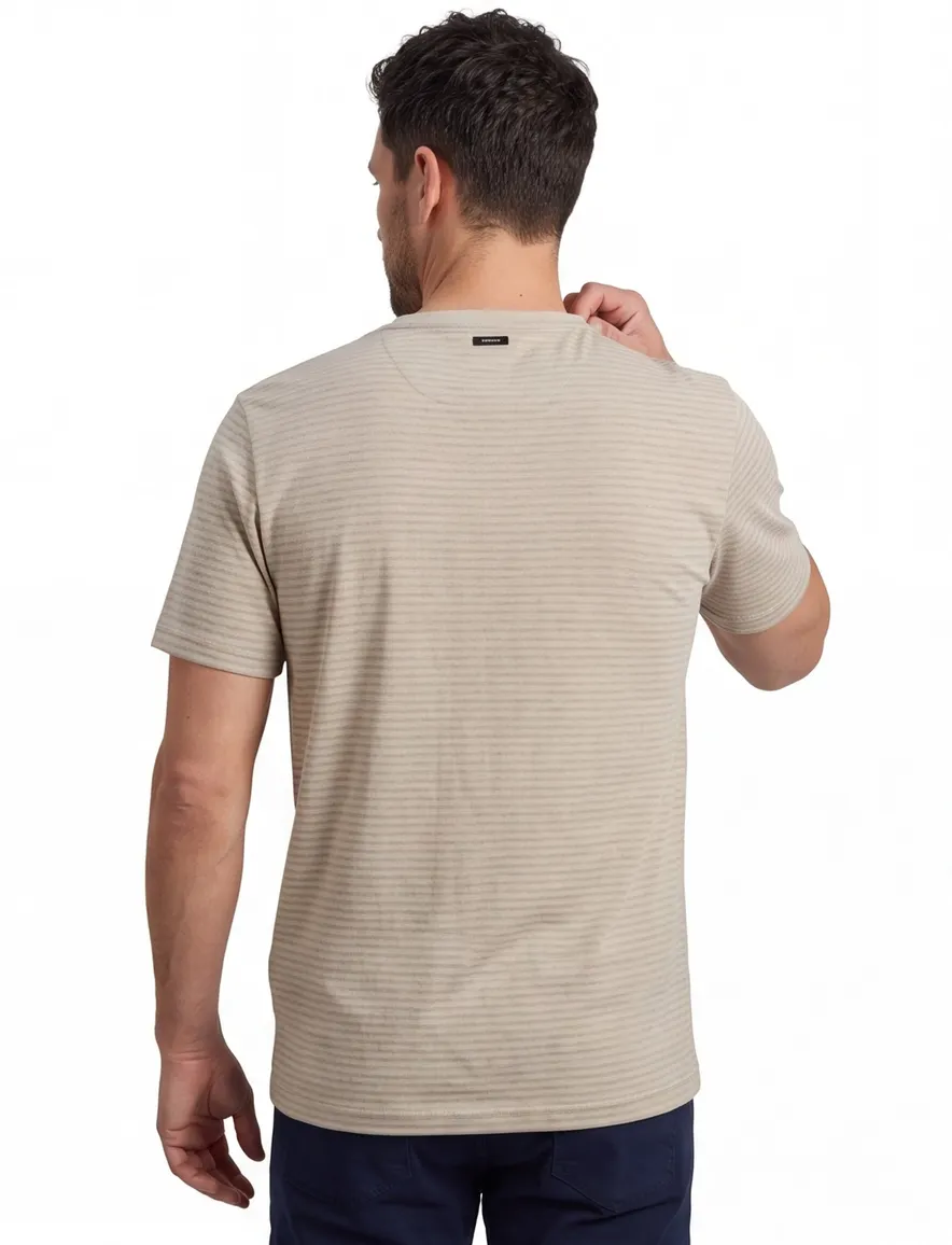 Beige streepjes shirt Vanguard regular fit