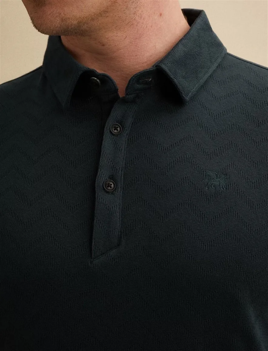 Vanguard polo donkerblauw regular fit structuur