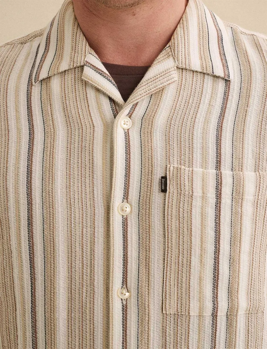 Vanguard overhemd korte mouw beige strepen