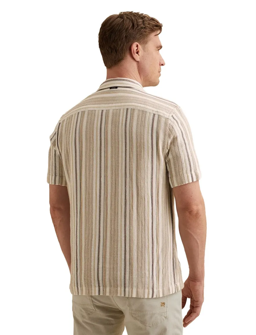 Vanguard overhemd korte mouw beige strepen