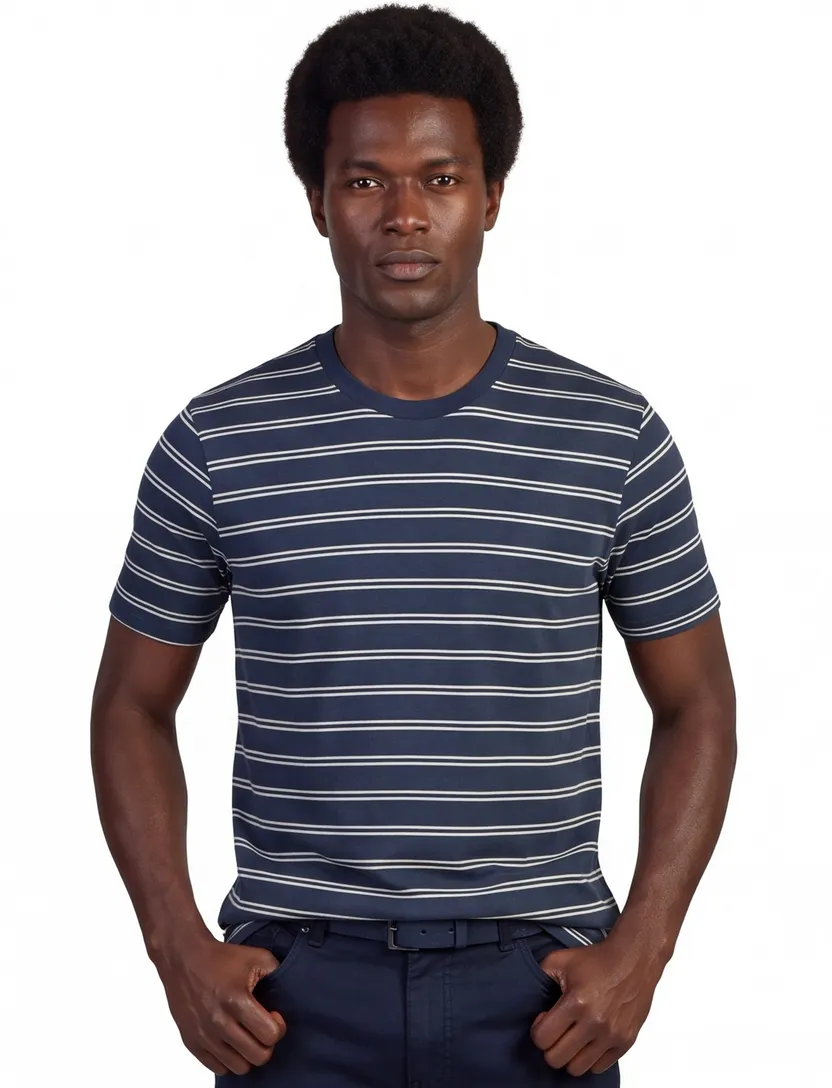 T-shirt Vanguard groen gestreept 100% katoen