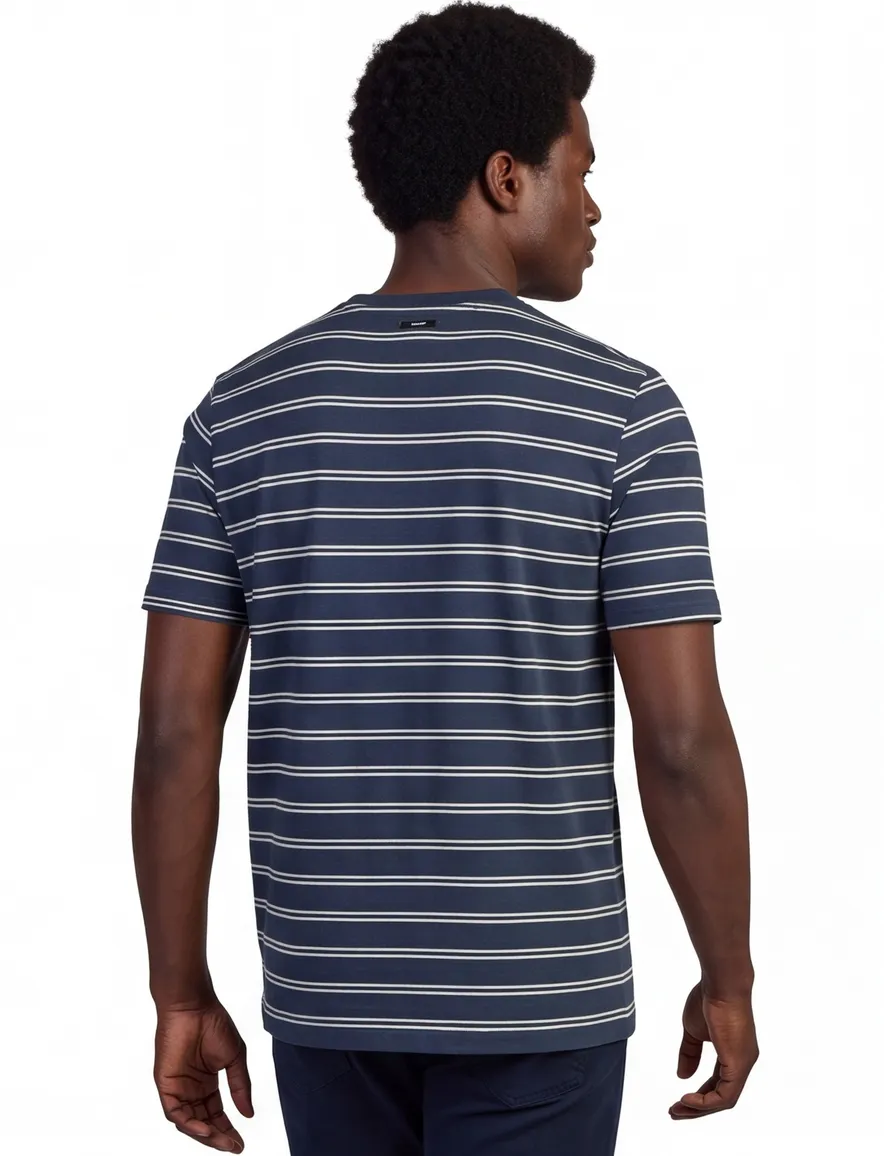 T-shirt Vanguard groen gestreept katoen