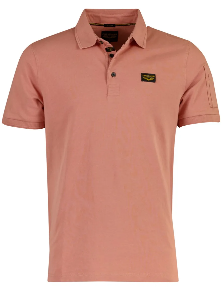 PME Legend poloshirt v-hals roze katoen