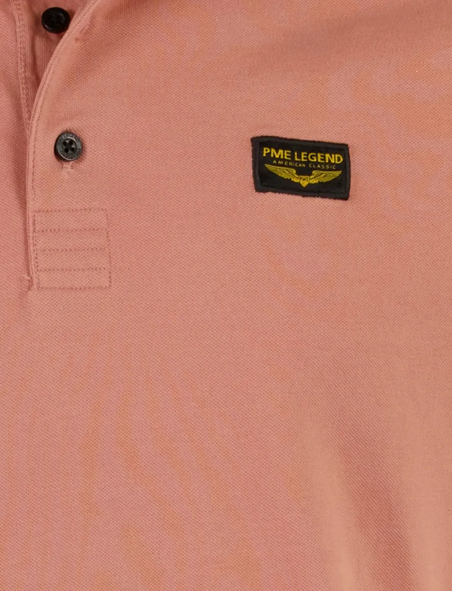 PME Legend poloshirt v-hals roze katoen
