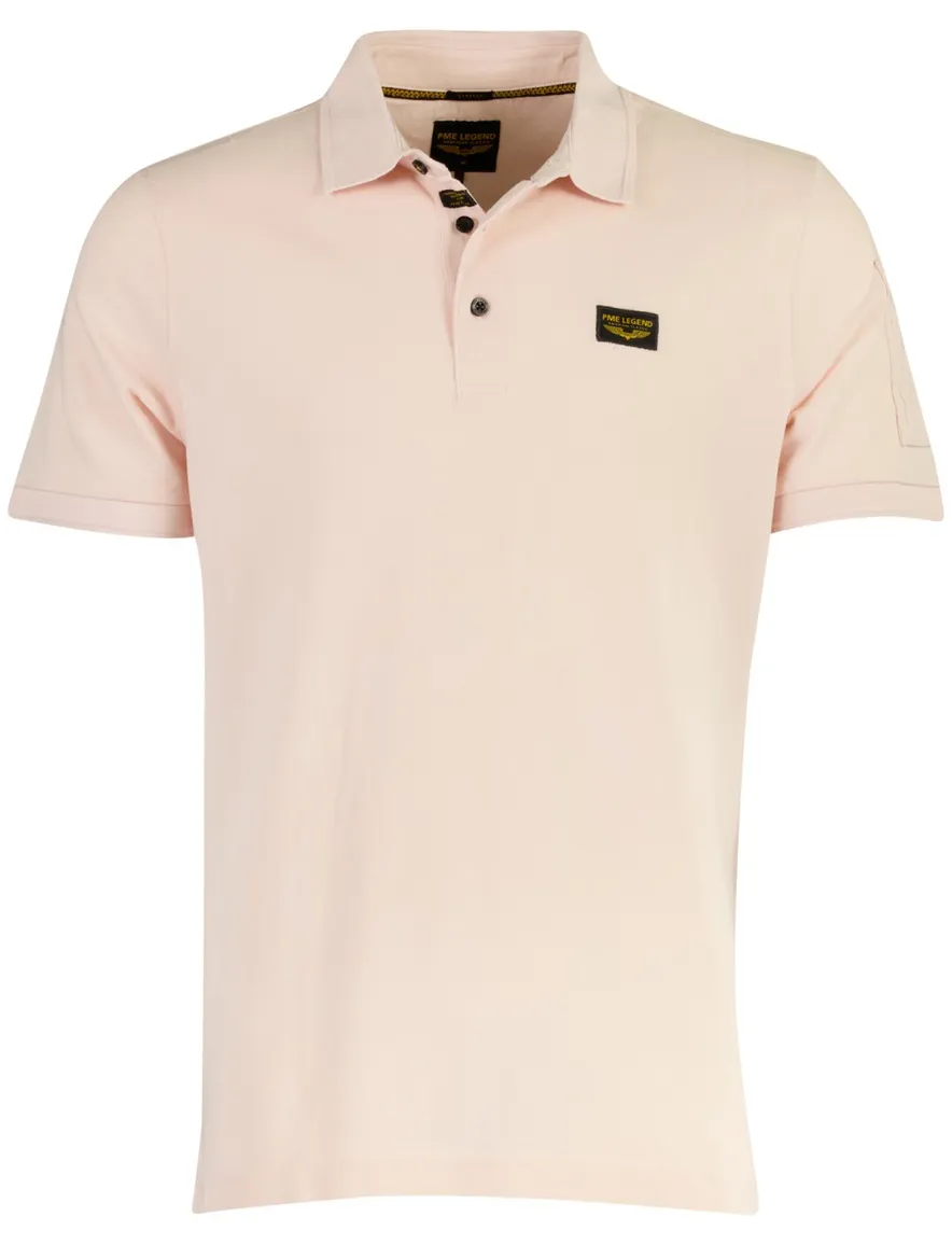 PME Legend polo v-hals roze katoen