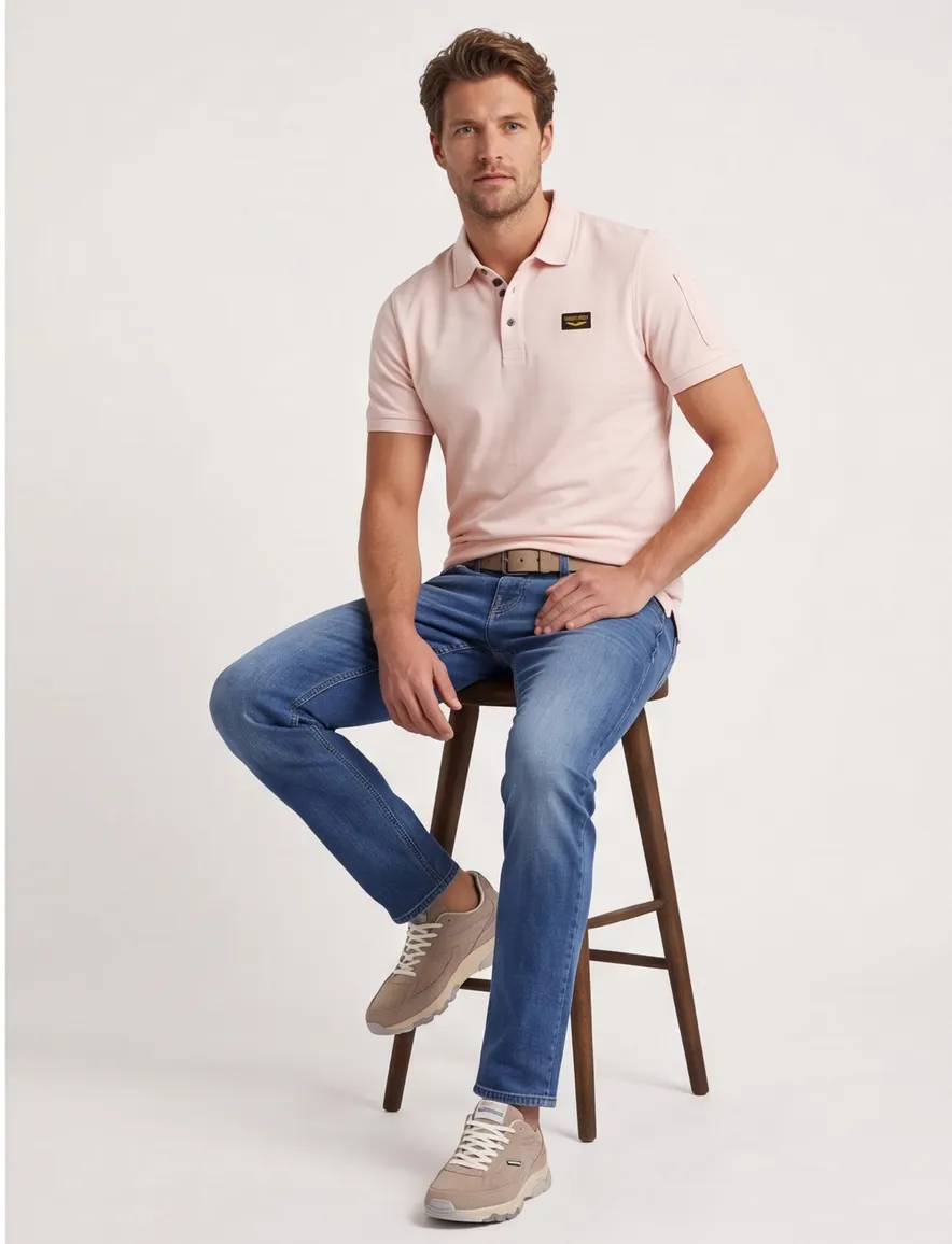 PME Legend polo v-hals roze katoen