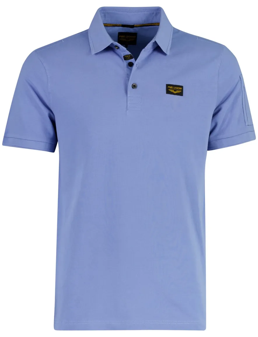 PME Legend polo v-hals blauw katoen