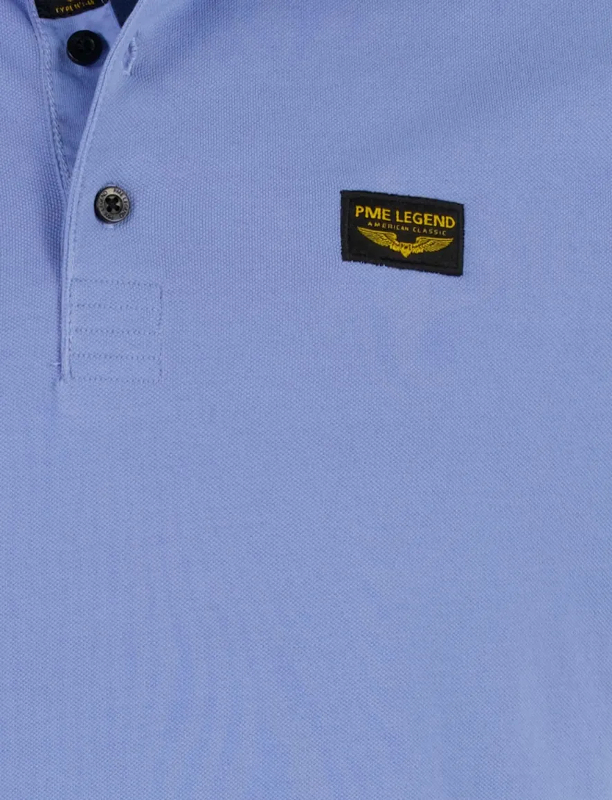 PME Legend polo v-hals blauw katoen