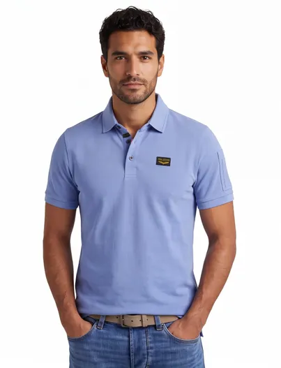 PME Legend PME Legend polo v-hals blauw katoen