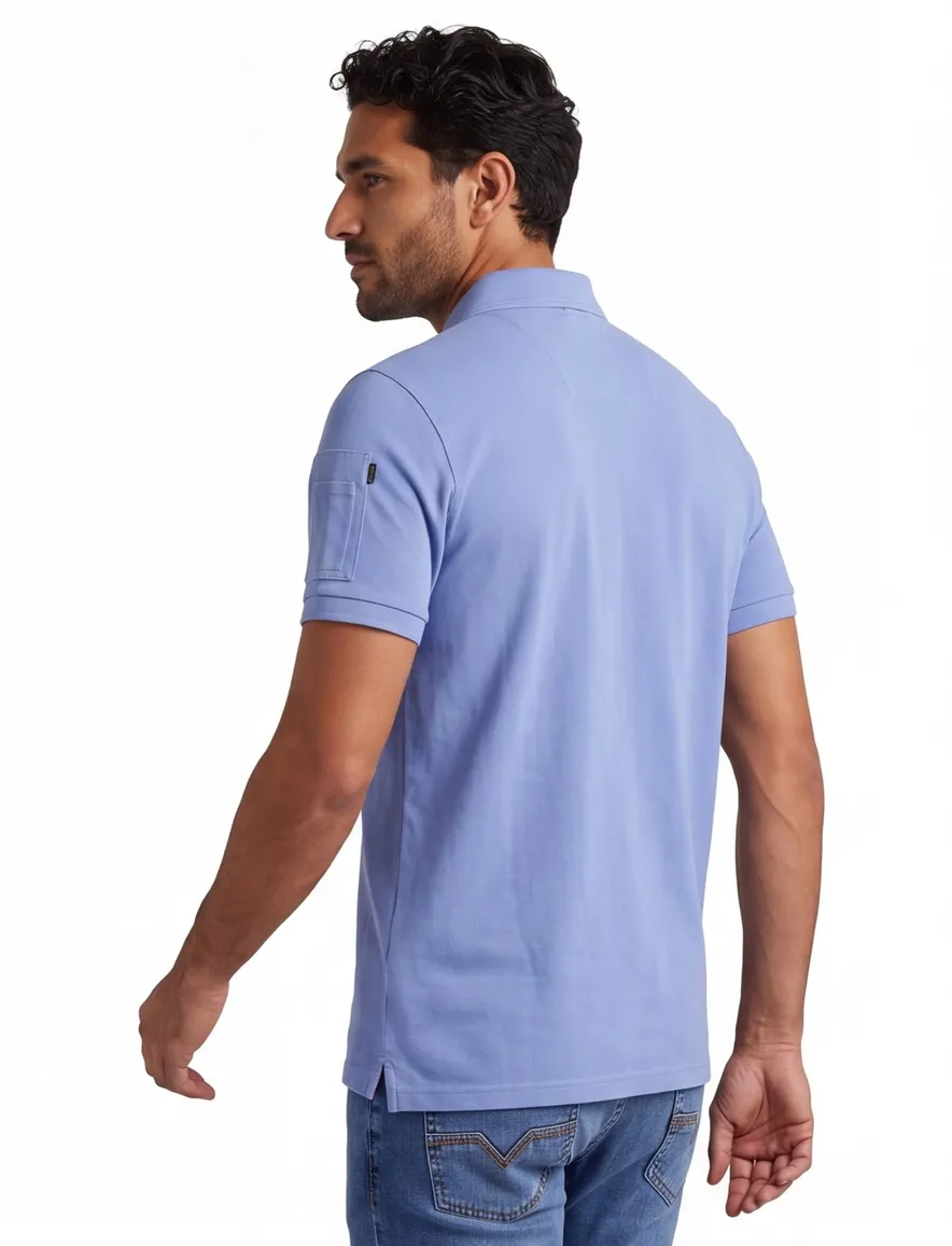 PME Legend polo v-hals blauw katoen