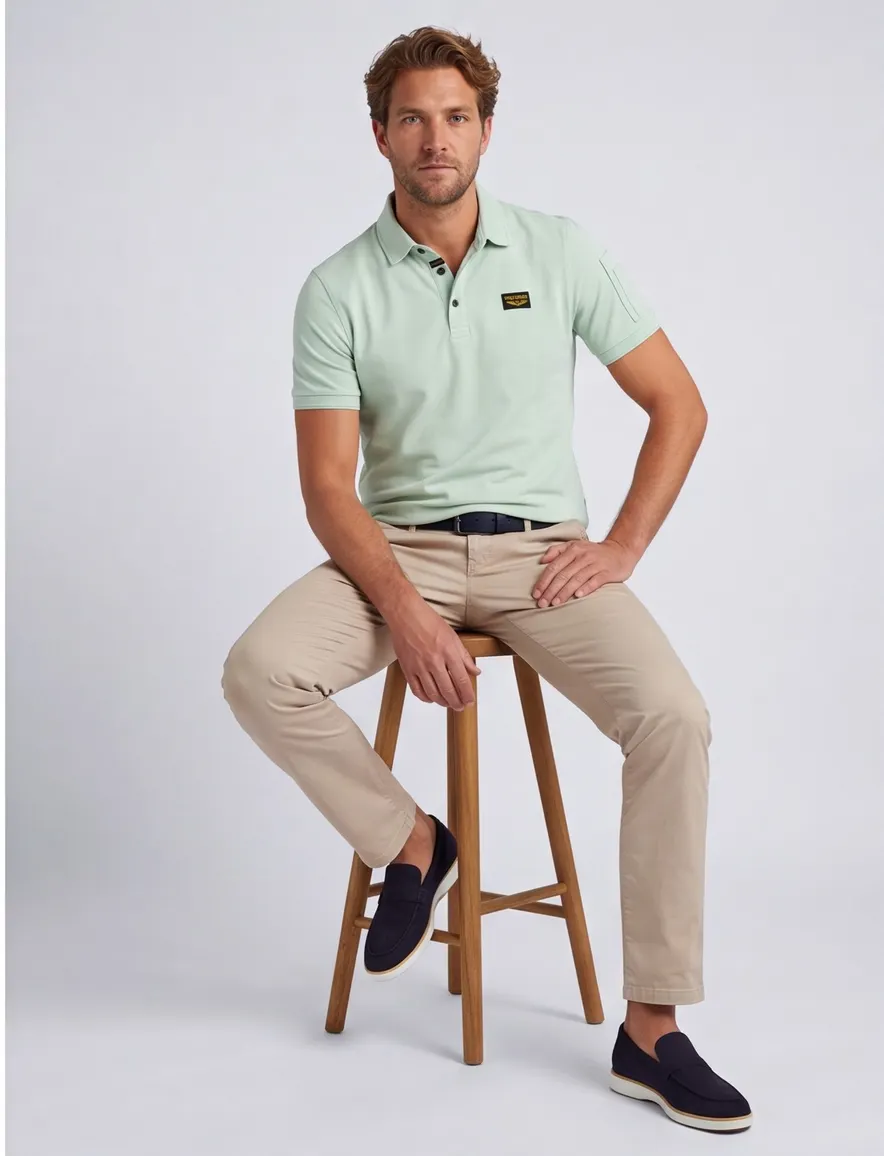 PME Legend poloshirt v-hals mint groen