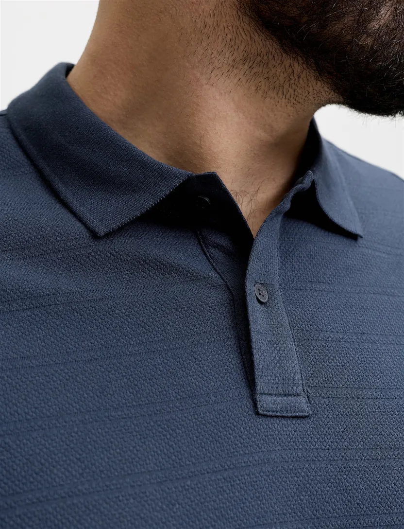 Poloshirt Jack & Jones donkerblauw Plus Size 2 knopen korte mouw