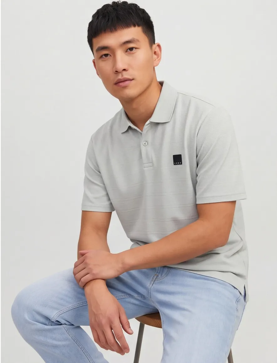 Jack & Jones poloshirt aqua grijs Plus Size