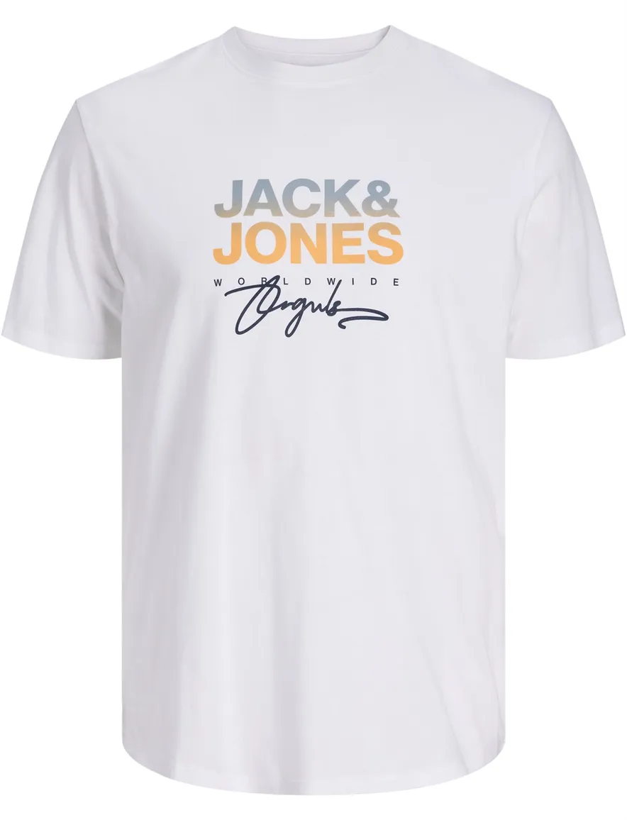Jack & Jones t-shirt met opdruk wit Plus Size