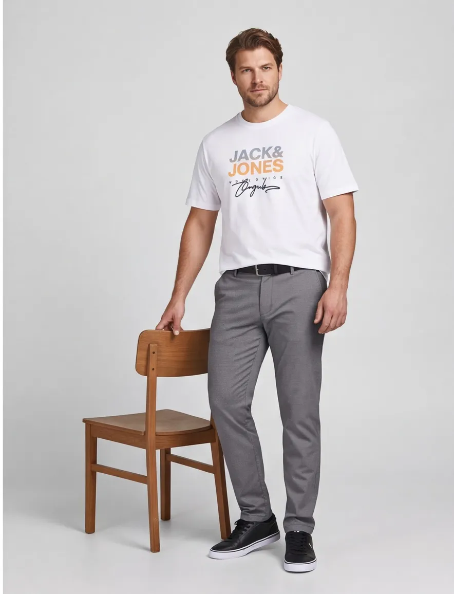 Jack & Jones t-shirt met opdruk wit Plus Size