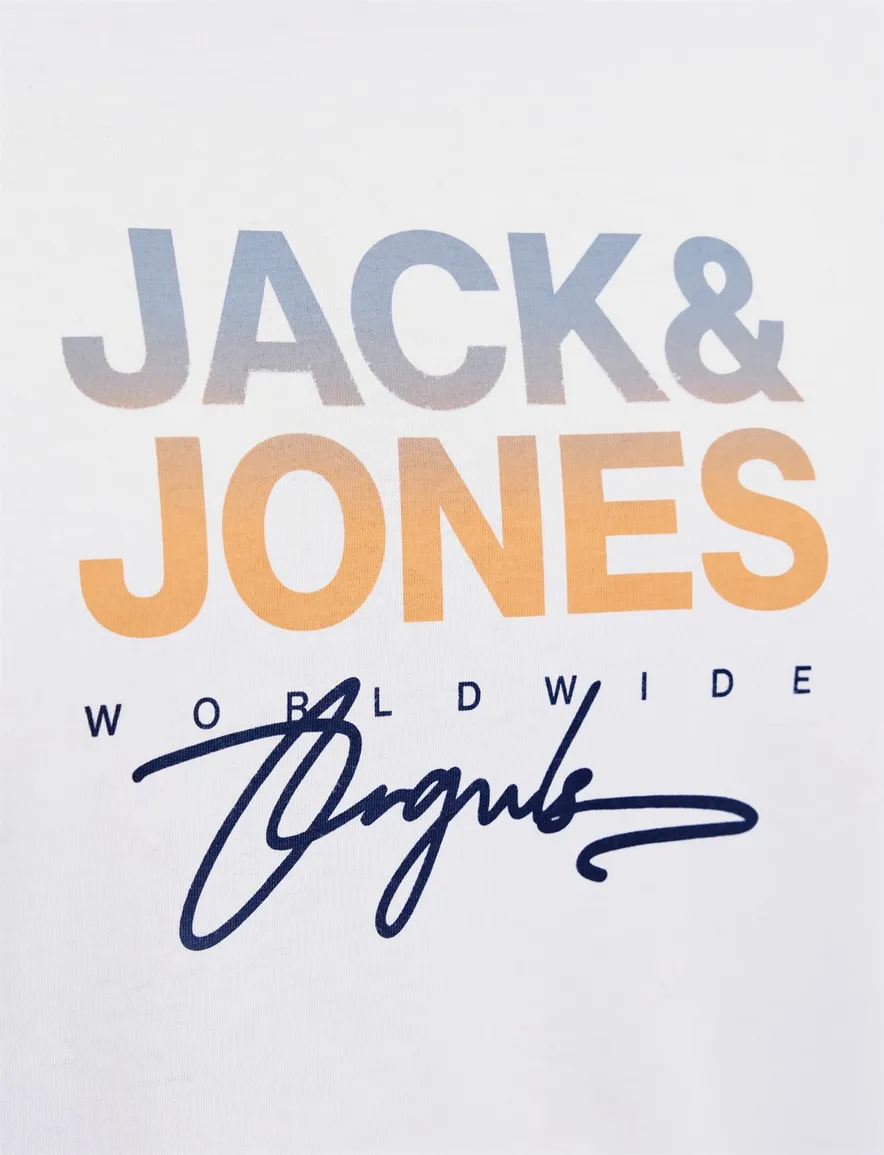 Jack & Jones t-shirt met opdruk wit Plus Size