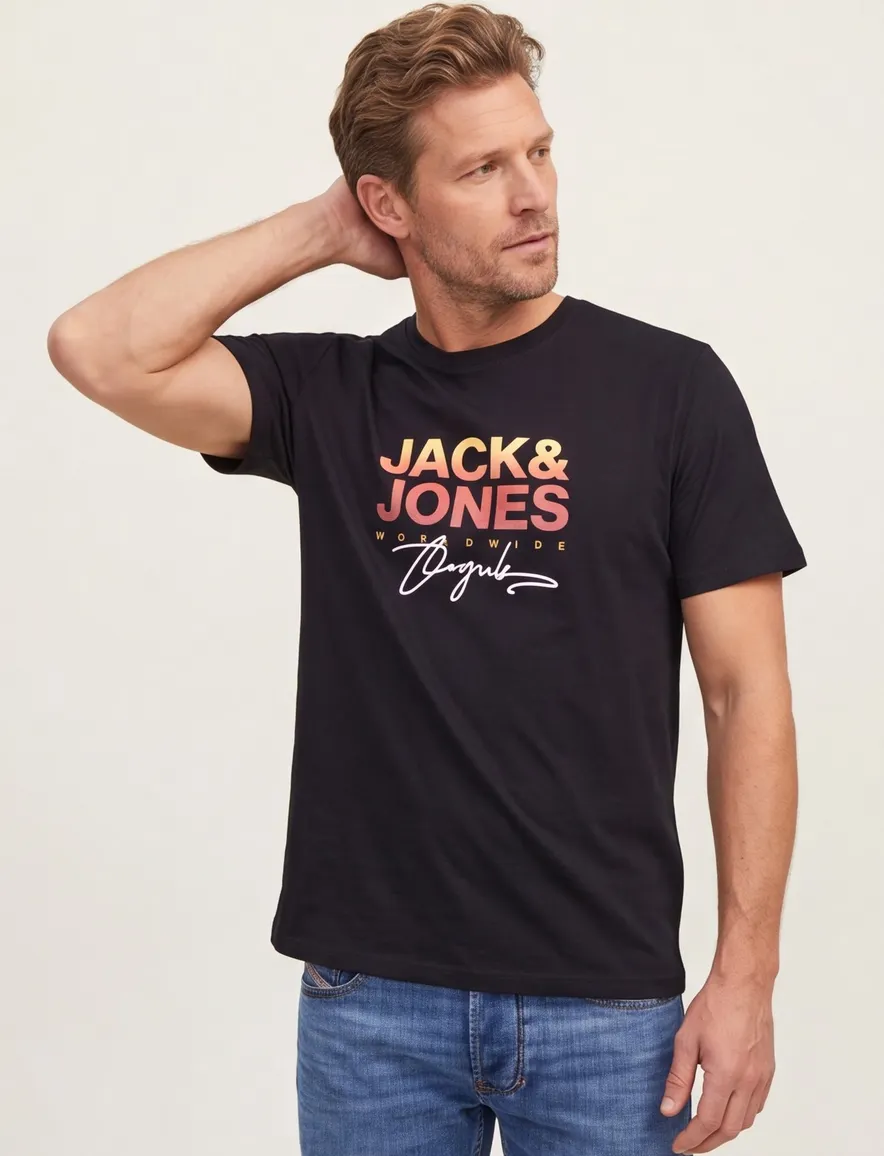 Jack & Jones Plus Size t-shirt zwart korte mouw ronde hals