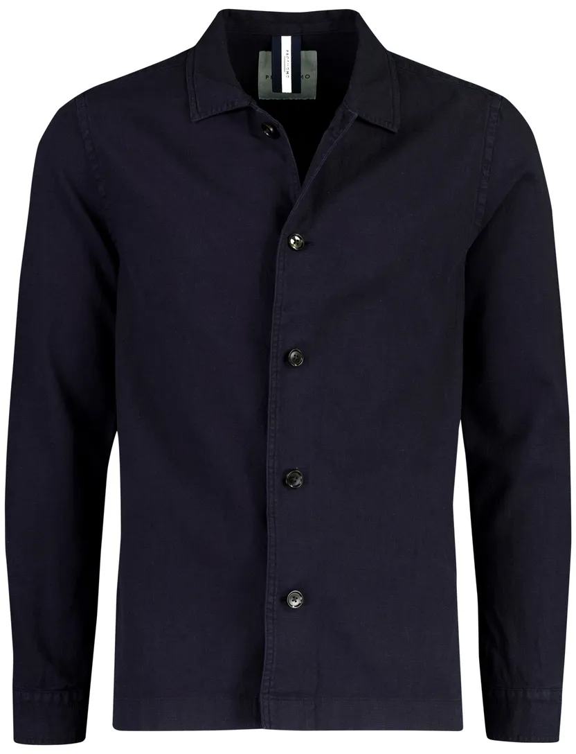 Navy linnen met knopen overshirt Profuomo