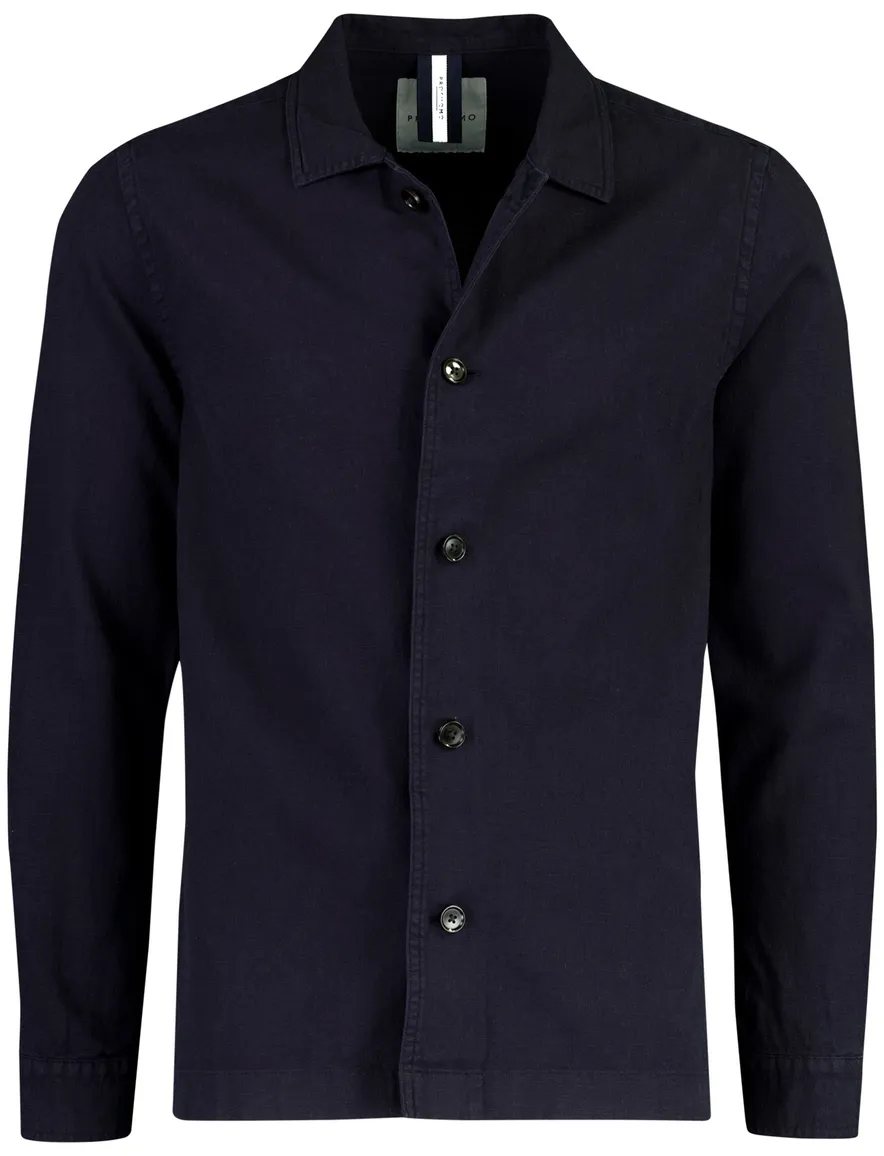 Profuomo overshirt donkerblauw linnen katoen