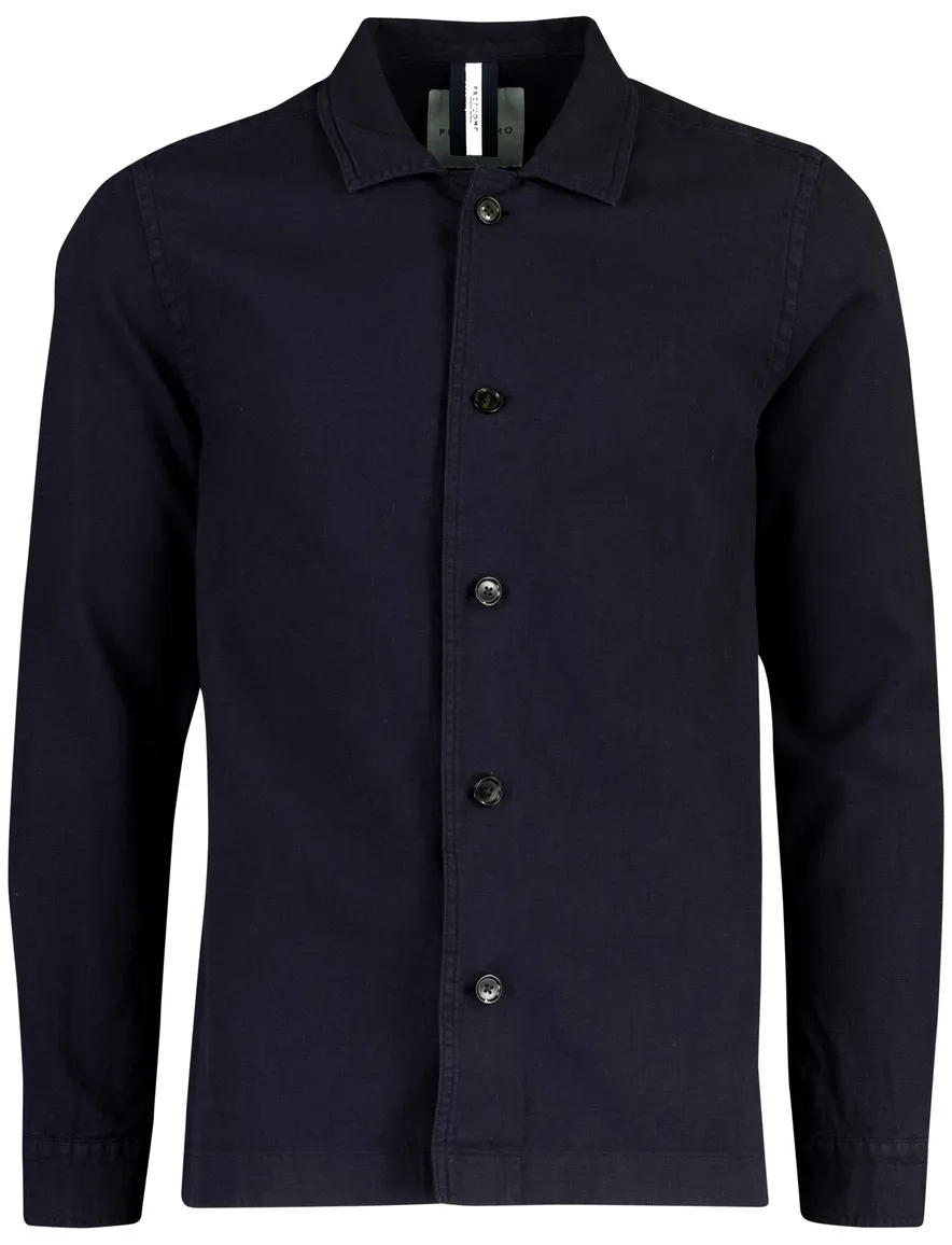 Profuomo overshirt donkerblauw linnen katoen
