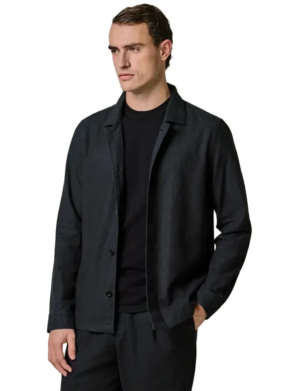 Profuomo overshirt donkerblauw linnen katoen