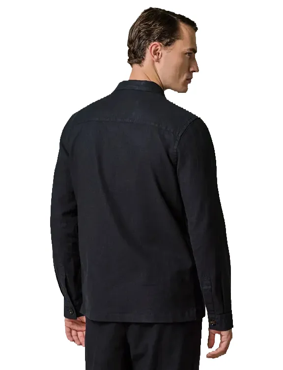 Profuomo overshirt donkerblauw linnen katoen