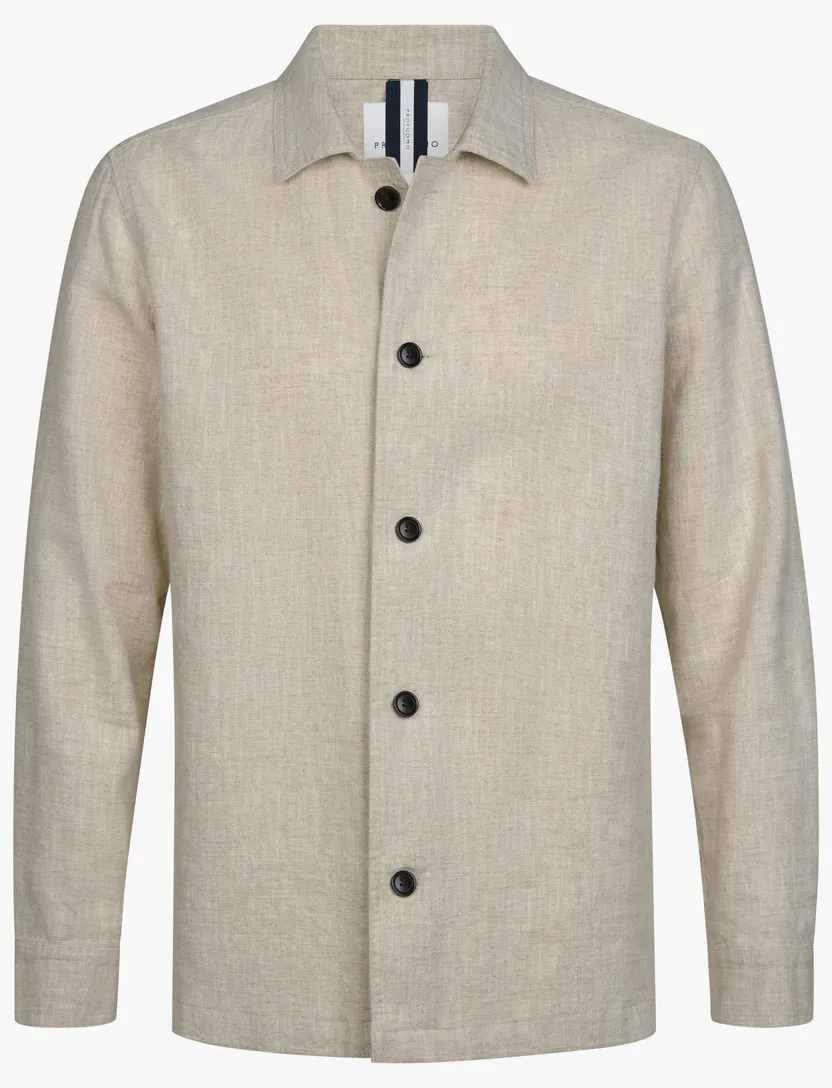 Beige Profuomo overshirt gemeleerd nette look